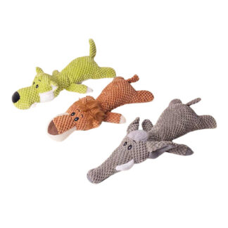 Dog vocalizing toy sitting position lion elephant wolf teething chewable tooth-cleaning plush interactive pet toy PT6902