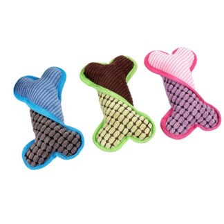 Pet plush toys with sound effects for cats and dogs, chewable toys that are durable and easy to bite. Corn fiber edge-bound bones PT6908
